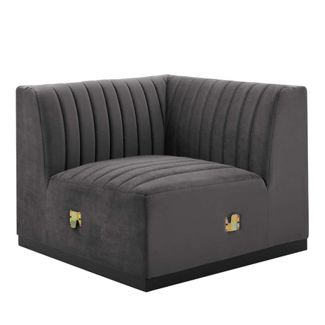Conjure Channel Tufted Performance Velvet Left Corner Chair - BUILDMYPLACE