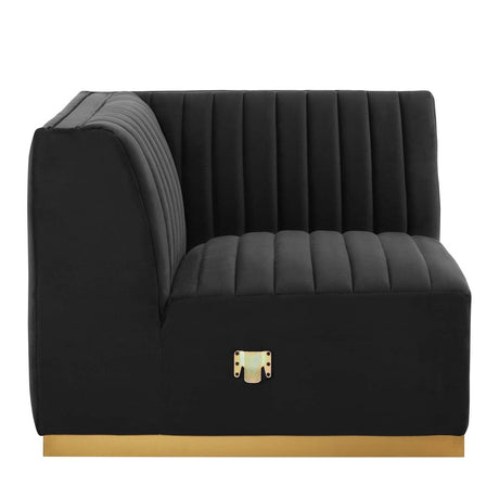 Conjure Channel Tufted Performance Velvet Left Corner Chair - BUILDMYPLACE