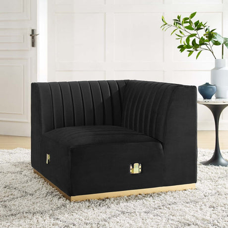 Conjure Channel Tufted Performance Velvet Left Corner Chair - BUILDMYPLACE
