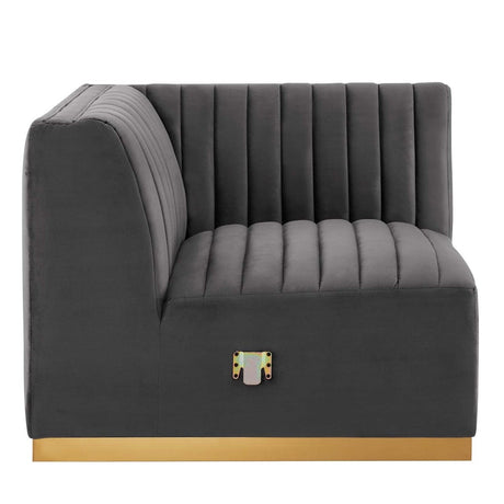 Conjure Channel Tufted Performance Velvet Left Corner Chair - BUILDMYPLACE