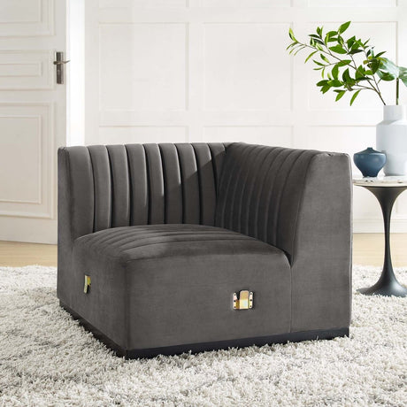 Conjure Channel Tufted Performance Velvet Left Corner Chair - BUILDMYPLACE