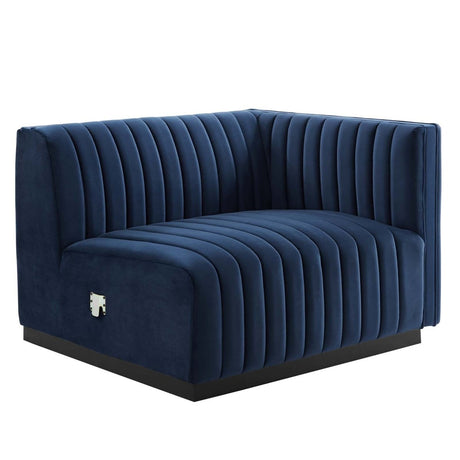 Conjure Channel Tufted Performance Velvet Right - Arm Chair - BUILDMYPLACE