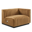 Conjure Channel Tufted Performance Velvet Right - Arm Chair - BUILDMYPLACE
