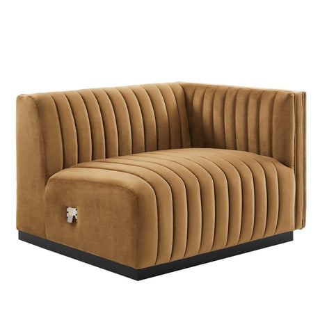 Conjure Channel Tufted Performance Velvet Right - Arm Chair - BUILDMYPLACE