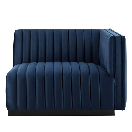 Conjure Channel Tufted Performance Velvet Right - Arm Chair - BUILDMYPLACE