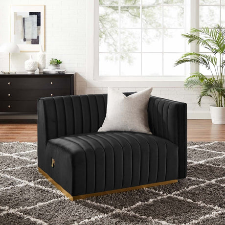Conjure Channel Tufted Performance Velvet Right - Arm Chair - BUILDMYPLACE
