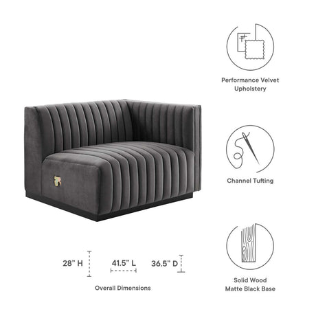 Conjure Channel Tufted Performance Velvet Right - Arm Chair - BUILDMYPLACE