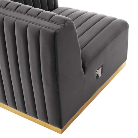 Conjure Channel Tufted Performance Velvet Right - Arm Chair - BUILDMYPLACE