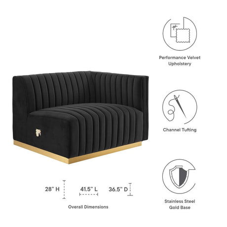 Conjure Channel Tufted Performance Velvet Right - Arm Chair - BUILDMYPLACE
