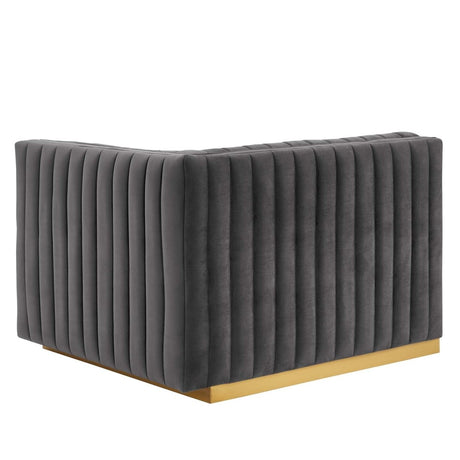 Conjure Channel Tufted Performance Velvet Right - Arm Chair - BUILDMYPLACE
