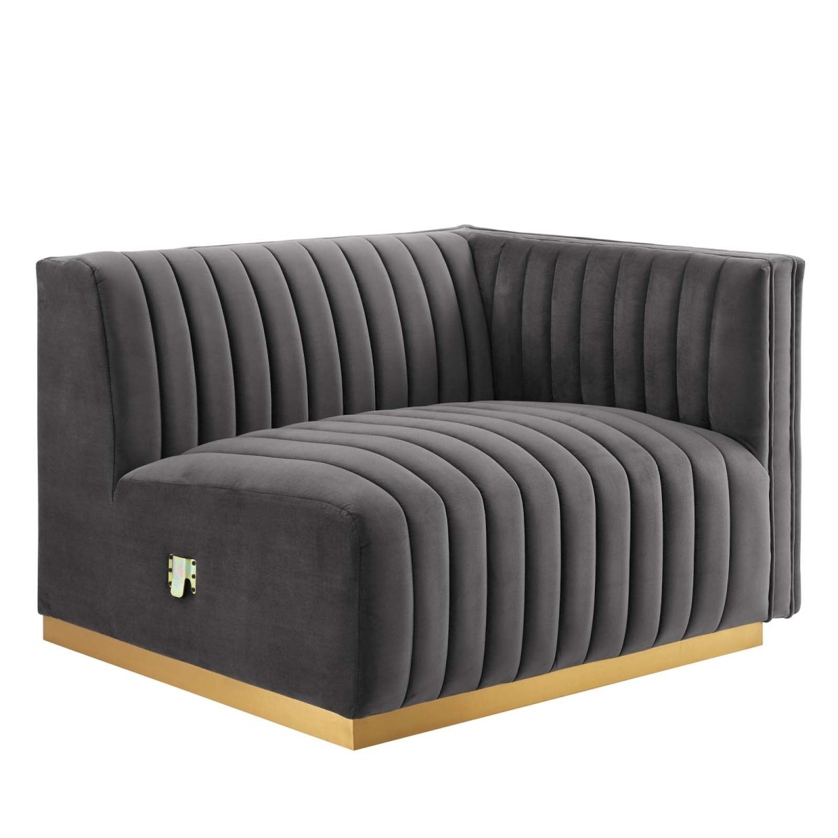 Conjure Channel Tufted Performance Velvet Right - Arm Chair - BUILDMYPLACE