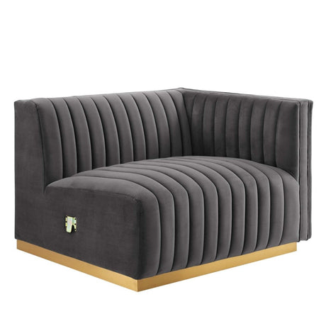 Conjure Channel Tufted Performance Velvet Right - Arm Chair - BUILDMYPLACE