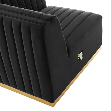 Conjure Channel Tufted Performance Velvet Right - Arm Chair - BUILDMYPLACE
