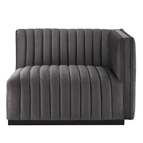 Conjure Channel Tufted Performance Velvet Right - Arm Chair - BUILDMYPLACE