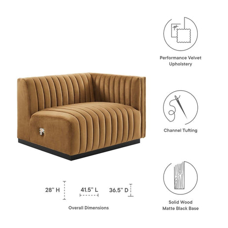 Conjure Channel Tufted Performance Velvet Right - Arm Chair - BUILDMYPLACE