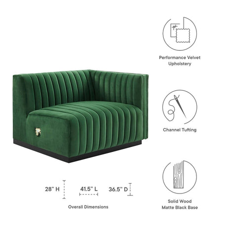 Conjure Channel Tufted Performance Velvet Right - Arm Chair - BUILDMYPLACE