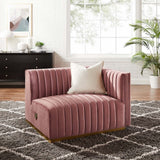 Conjure Channel Tufted Performance Velvet Right - Arm Chair - BUILDMYPLACE