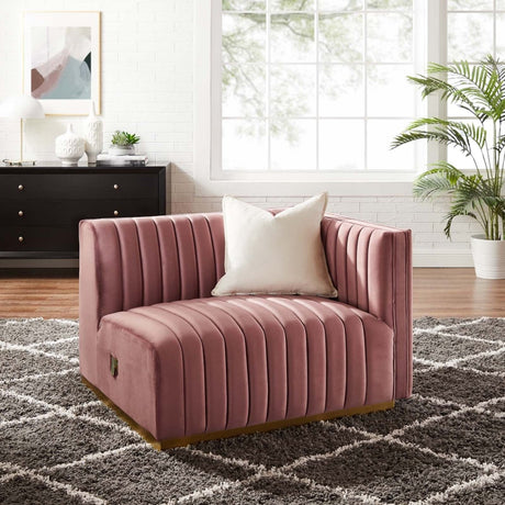 Conjure Channel Tufted Performance Velvet Right - Arm Chair - BUILDMYPLACE