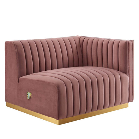Conjure Channel Tufted Performance Velvet Right - Arm Chair - BUILDMYPLACE