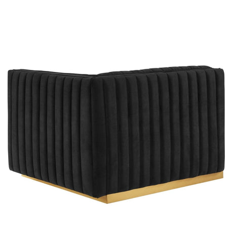 Conjure Channel Tufted Performance Velvet Right - Arm Chair - BUILDMYPLACE