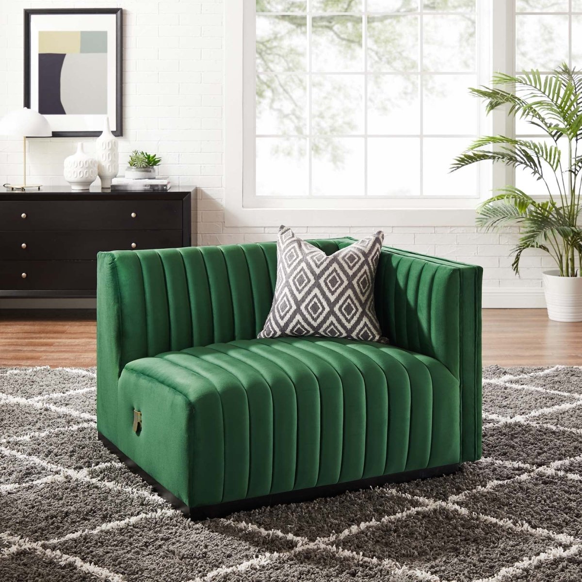 Conjure Channel Tufted Performance Velvet Right - Arm Chair - BUILDMYPLACE