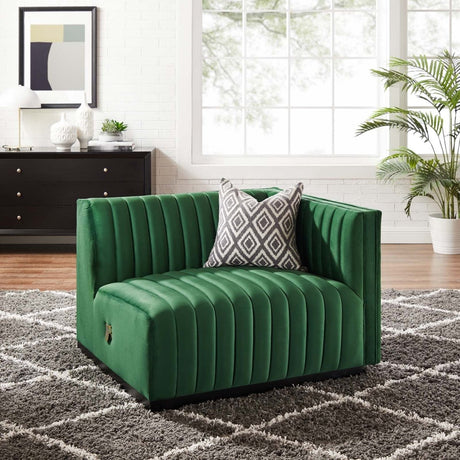 Conjure Channel Tufted Performance Velvet Right - Arm Chair - BUILDMYPLACE