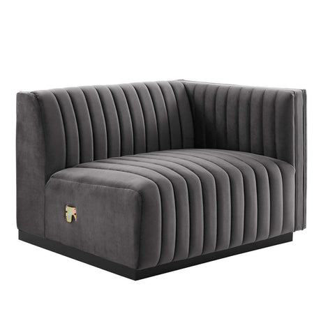 Conjure Channel Tufted Performance Velvet Right - Arm Chair - BUILDMYPLACE