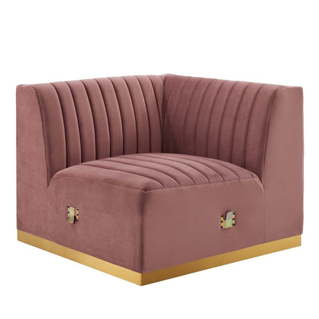 Conjure Channel Tufted Performance Velvet Right Corner Chair - BUILDMYPLACE