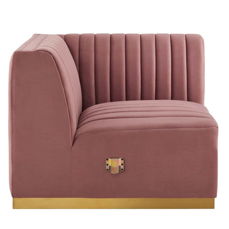 Conjure Channel Tufted Performance Velvet Right Corner Chair - BUILDMYPLACE