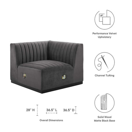 Conjure Channel Tufted Performance Velvet Right Corner Chair - BUILDMYPLACE