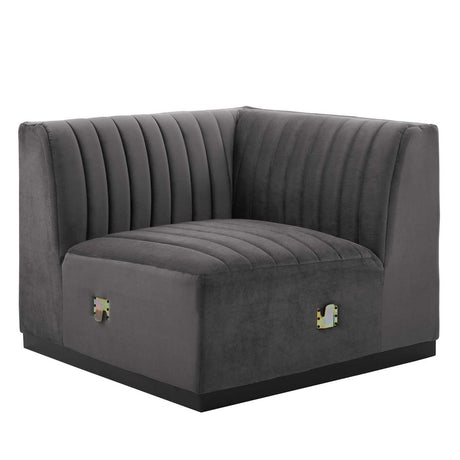 Conjure Channel Tufted Performance Velvet Right Corner Chair - BUILDMYPLACE