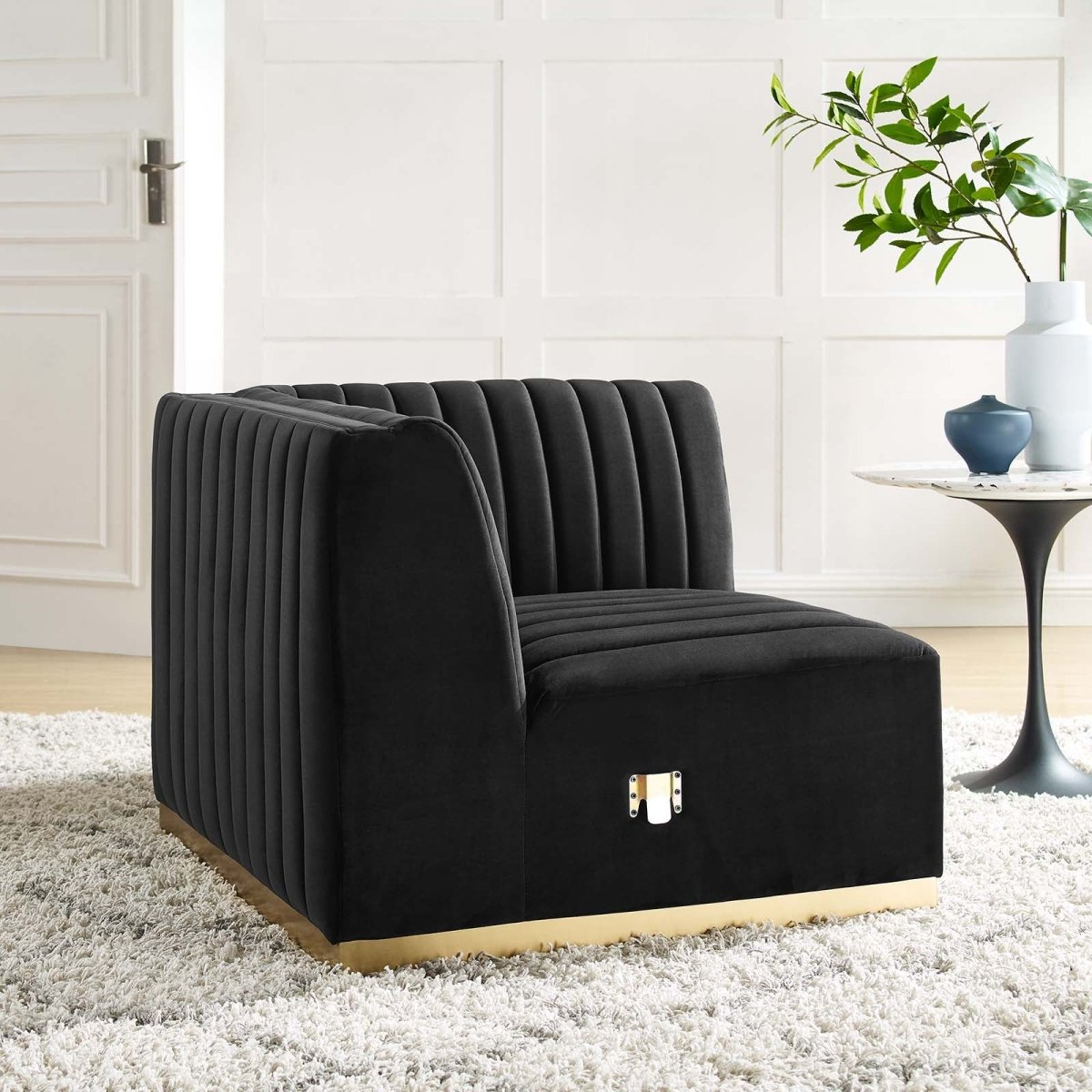 Conjure Channel Tufted Performance Velvet Right Corner Chair - BUILDMYPLACE