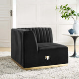 Conjure Channel Tufted Performance Velvet Right Corner Chair - BUILDMYPLACE