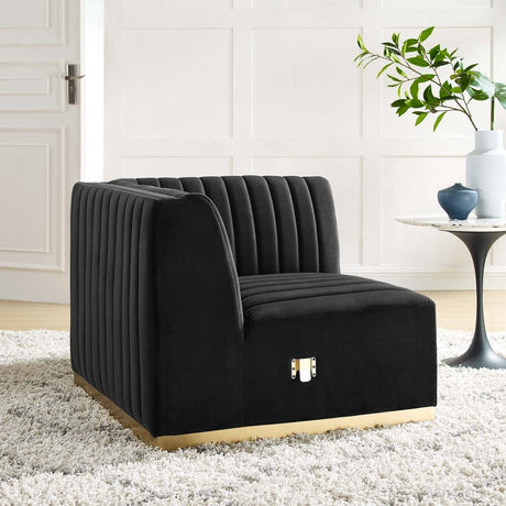 Conjure Channel Tufted Performance Velvet Right Corner Chair - BUILDMYPLACE