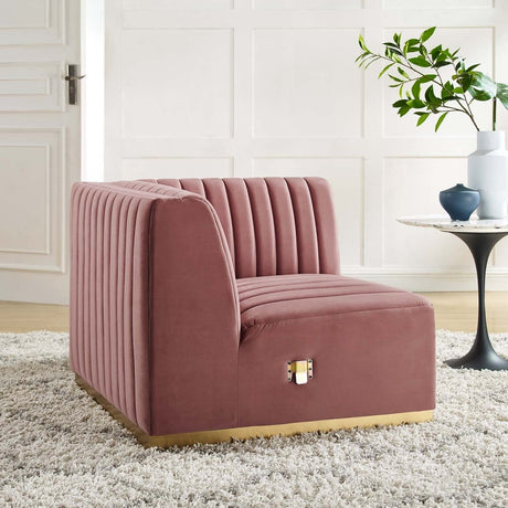 Conjure Channel Tufted Performance Velvet Right Corner Chair - BUILDMYPLACE