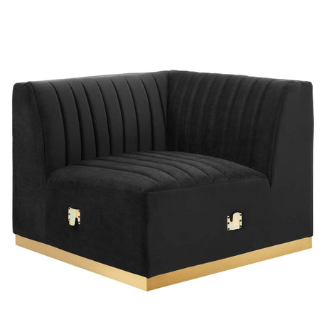 Conjure Channel Tufted Performance Velvet Right Corner Chair - BUILDMYPLACE