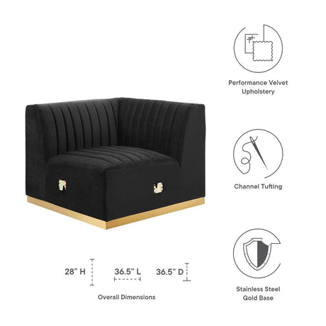 Conjure Channel Tufted Performance Velvet Right Corner Chair - BUILDMYPLACE