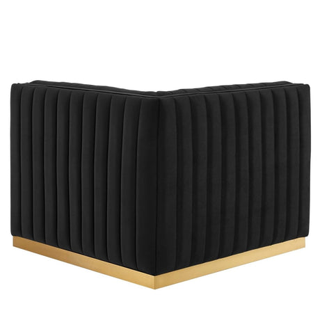 Conjure Channel Tufted Performance Velvet Right Corner Chair - BUILDMYPLACE