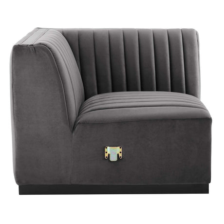 Conjure Channel Tufted Performance Velvet Right Corner Chair - BUILDMYPLACE