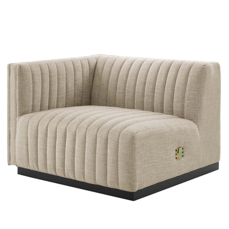 Conjure Channel Tufted Upholstered Fabric Left - Arm Chair - BUILDMYPLACE