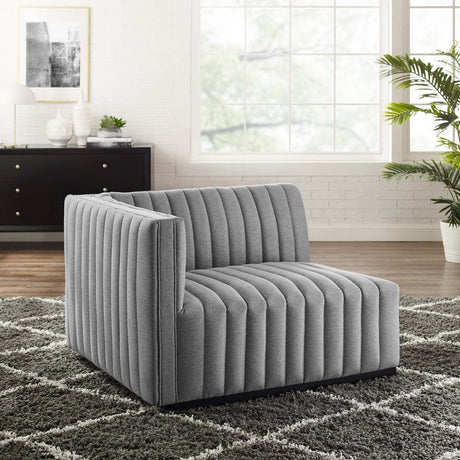 Conjure Channel Tufted Upholstered Fabric Left - Arm Chair - BUILDMYPLACE