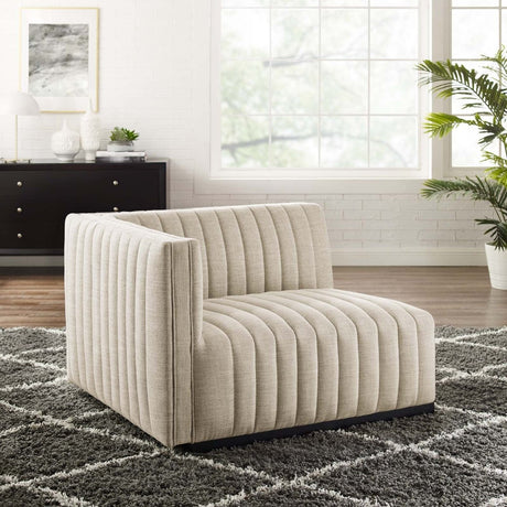 Conjure Channel Tufted Upholstered Fabric Left - Arm Chair - BUILDMYPLACE