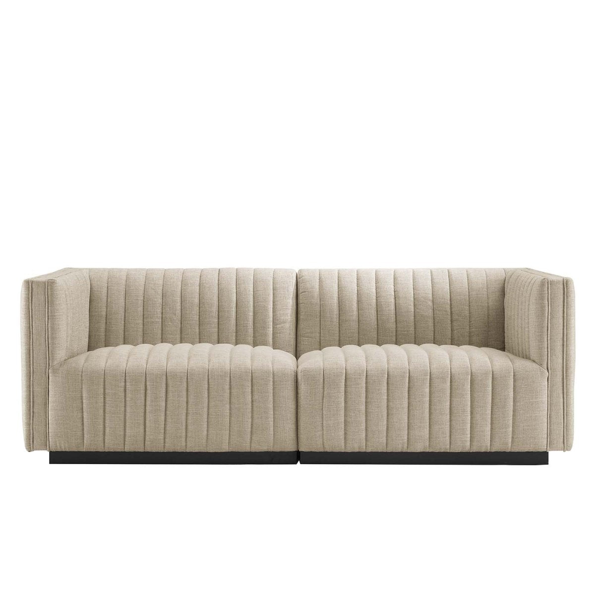 Conjure Channel Tufted Upholstered Fabric Loveseat - BUILDMYPLACE