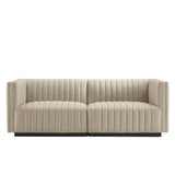 Conjure Channel Tufted Upholstered Fabric Loveseat - BUILDMYPLACE