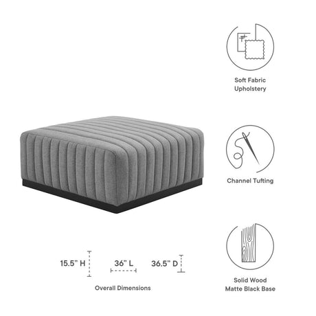 Conjure Channel Tufted Upholstered Fabric Ottoman - BUILDMYPLACE