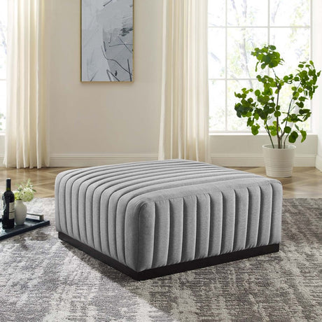 Conjure Channel Tufted Upholstered Fabric Ottoman - BUILDMYPLACE