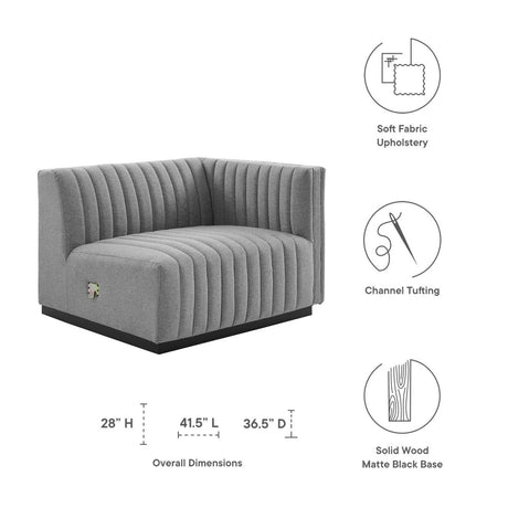 Conjure Channel Tufted Upholstered Fabric Right - Arm Chair - BUILDMYPLACE