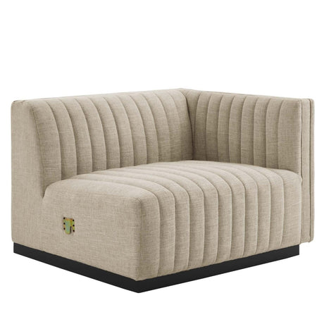 Conjure Channel Tufted Upholstered Fabric Right - Arm Chair - BUILDMYPLACE
