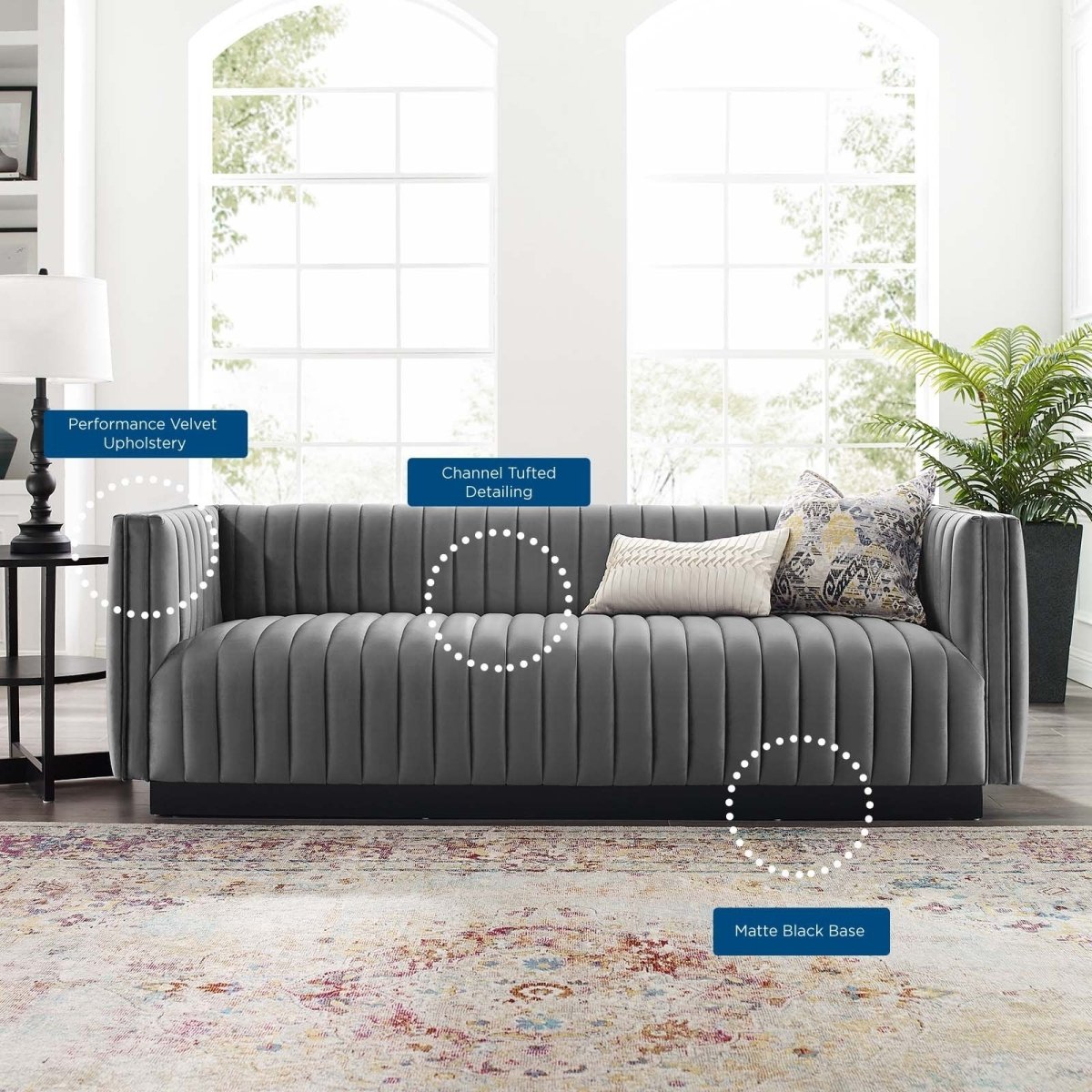 Conjure Channel Tufted Velvet Sofa - BUILDMYPLACE