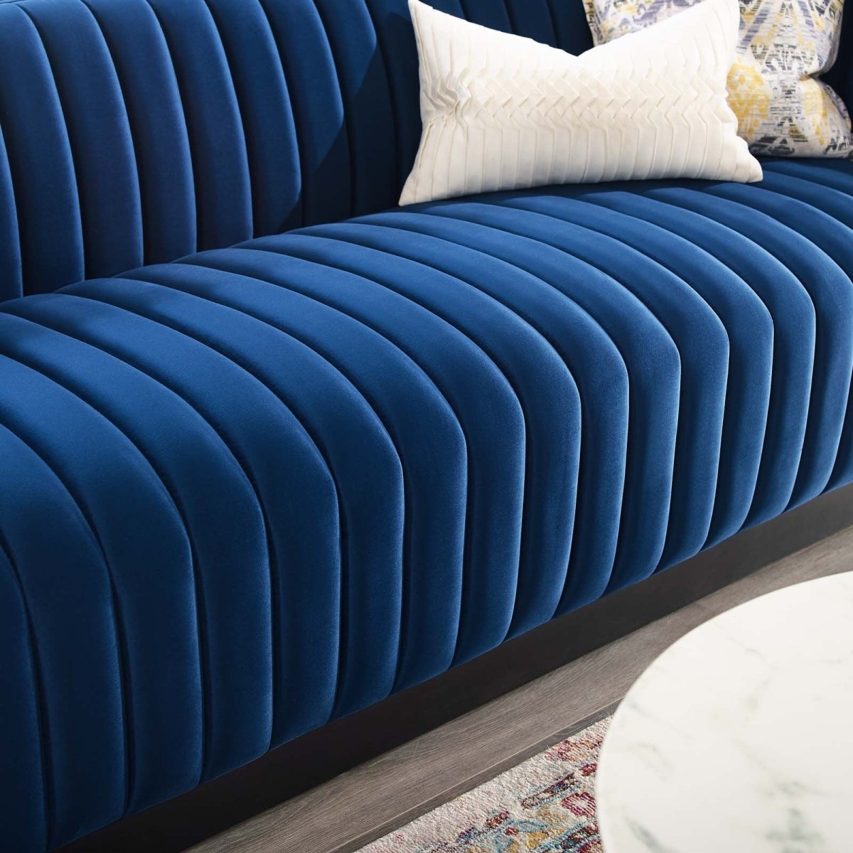 Conjure Channel Tufted Velvet Sofa - BUILDMYPLACE